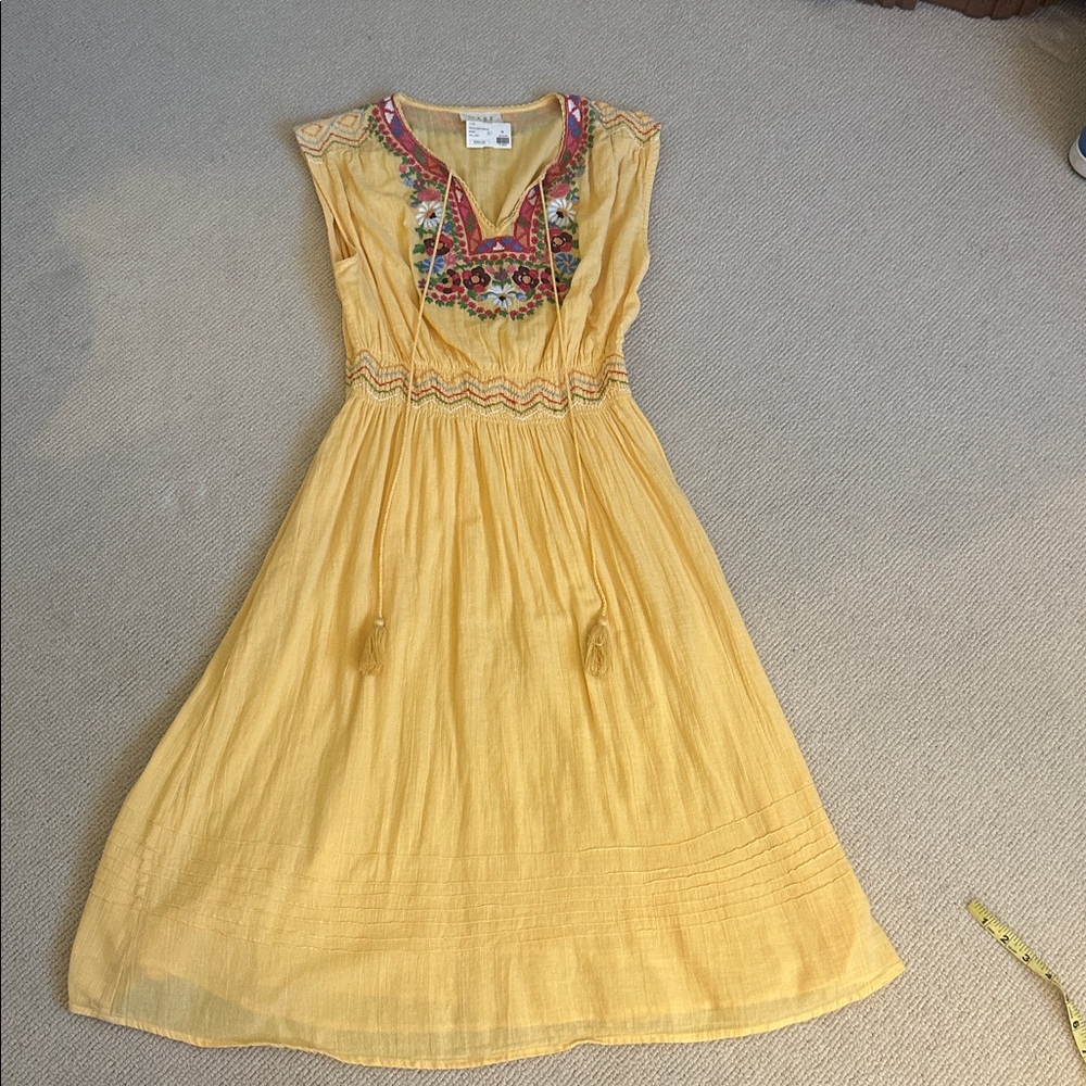 Women’s Yellow Embroidered Boho Dress